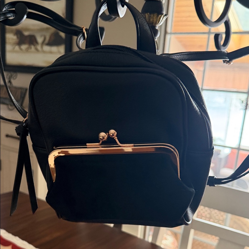 LC Lauren Conrad Black Backpack with Gold Accents